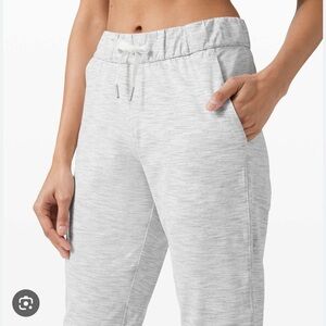 Lululemon White Striped On The Fly Pants